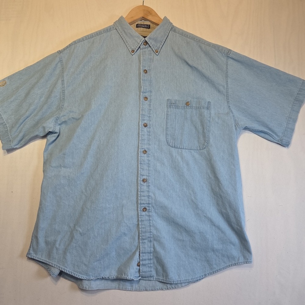 Bill Blass Premium Men's XL Vintage Chambray Button Down Shirt 100% Cotton